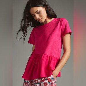 T.La Pink Peplum Short Sleeve T-Shirt